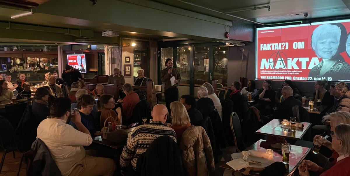 Fra åpent møte på Shamrock Pub om serien "Makta"