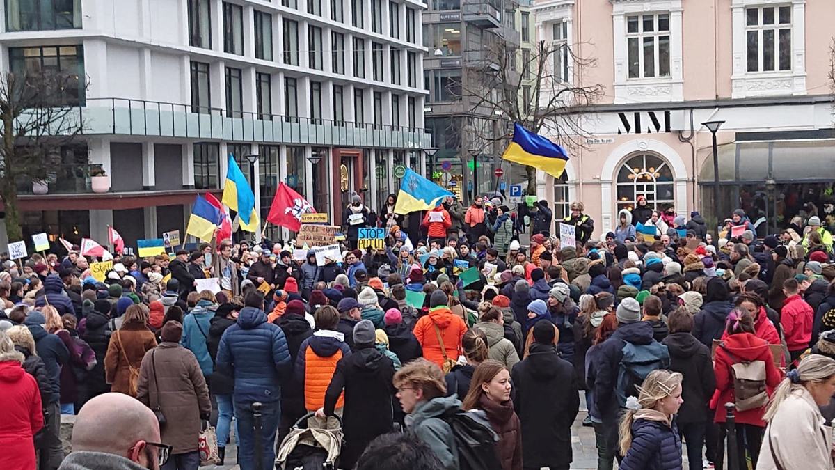 Bilde fra demonstrasjon i Bergen. 