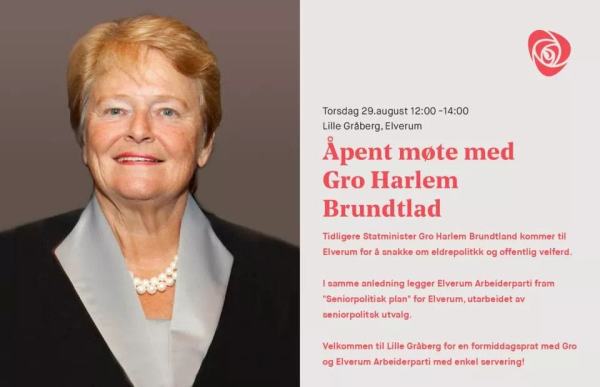 Gro Harlem Brundtland kommer til Elverum