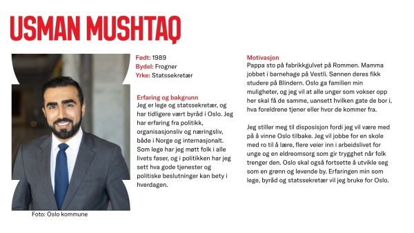 Usman Mushtaq stiller til valg