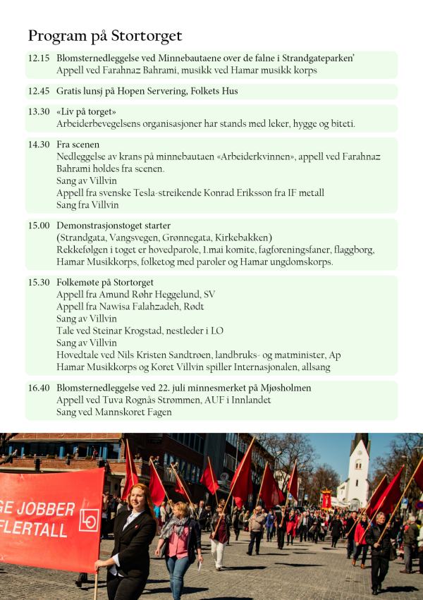 Programmet for 1. mai i Hamar, del 2.