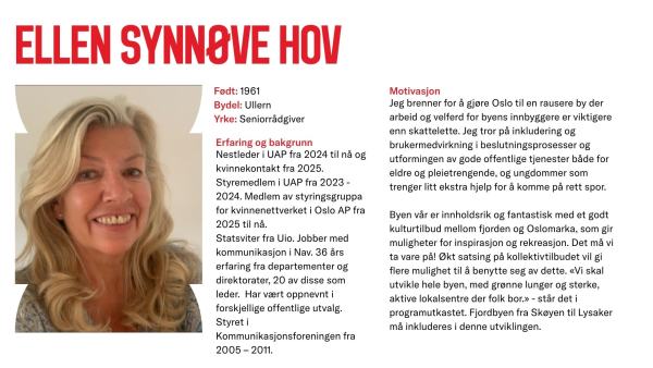 Ellen Synnøve Hov stiller til valg