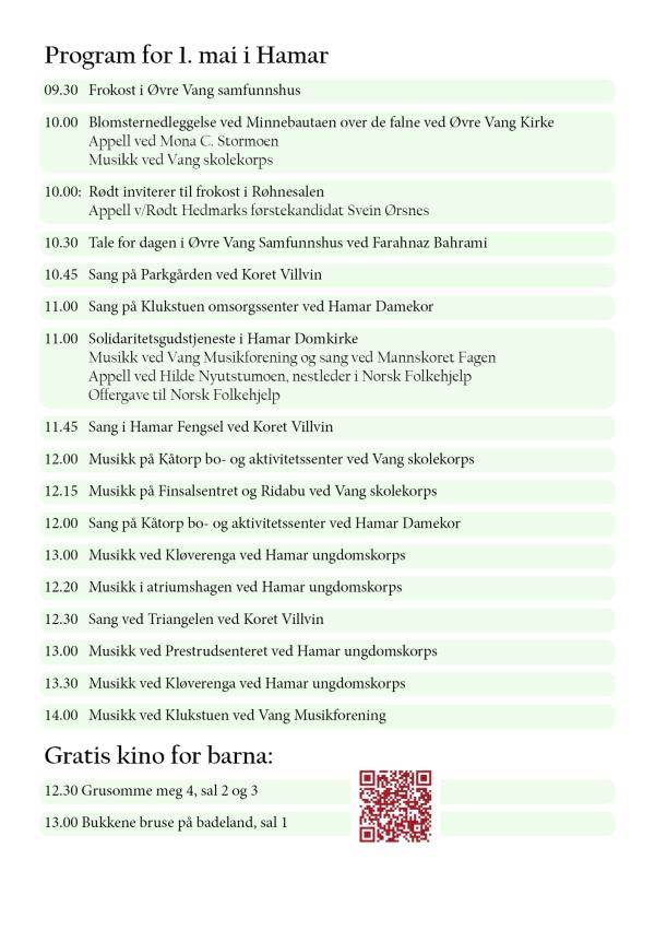 Programmet for 1. mai i Hamar, del 1.