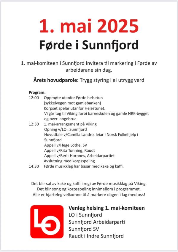 Vi håpar at flest mulig deltek på arrangementet i Viking. La oss feire dagen
