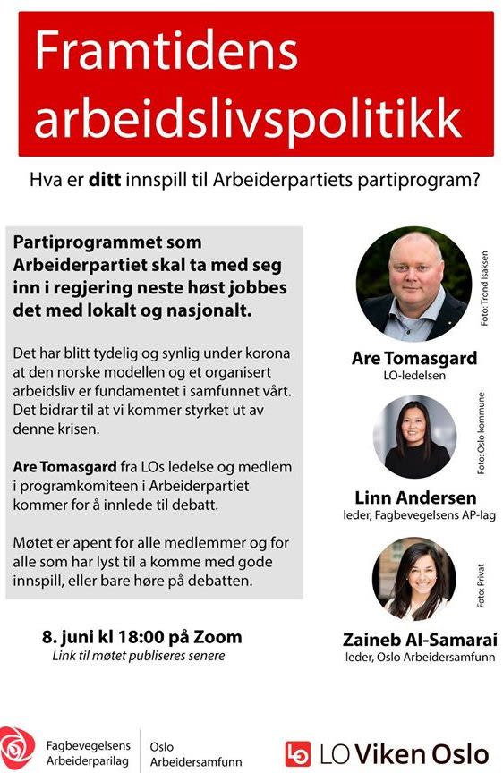 Plakat medlemsmøte om framtidas arbeidsliv
