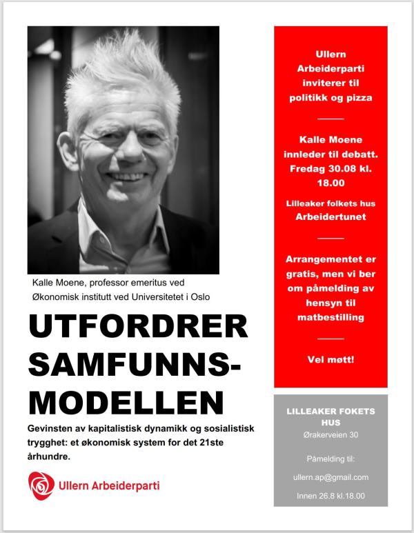 Plakat med bilde av Kalle Moene og beskrivelse av arrangementet