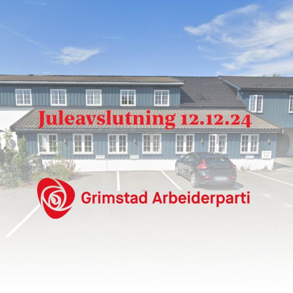 Bilde av Grimstad vertshus med tekst Juleavslutning 12.12.25