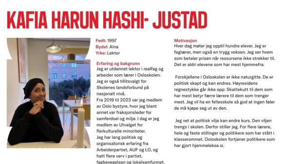Kafia Hashi - Justad stiller til valg
