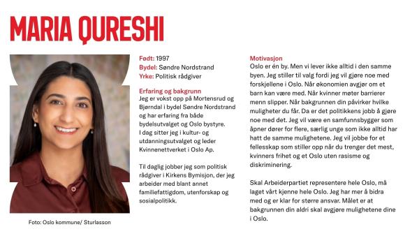 Maria Qureshi stiller til valg