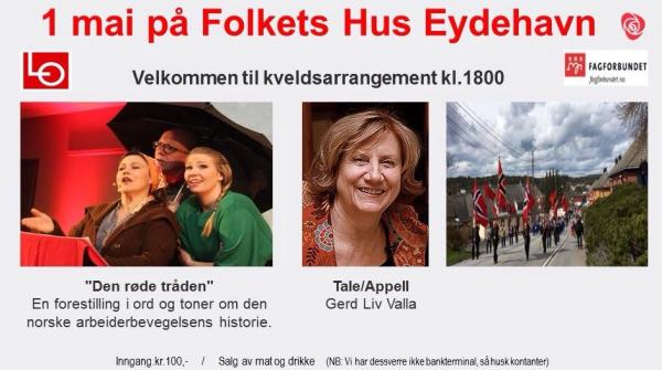 1. mai på Folkets hus Eydehavn kl. 18.00