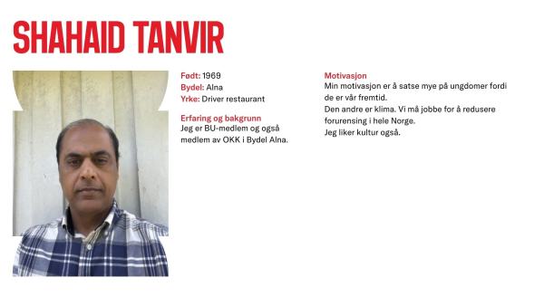 Shahaid Tanvir stiller til valg