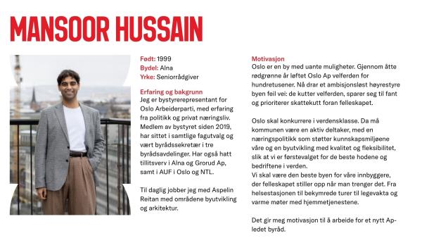 Mansoor Hussain stiller til valg