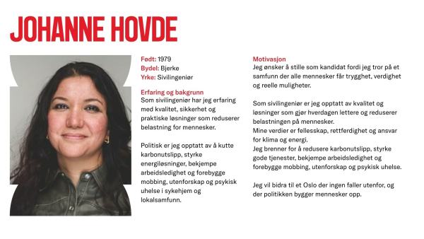 Johanne Hovde stiller til valg