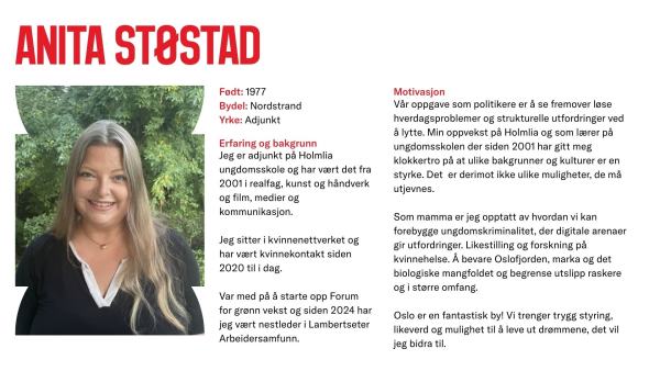 Anita Støstad stiller til valg