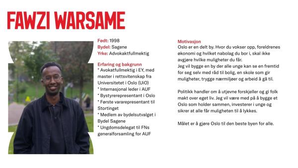 Fawzi Warsame stiller til valg