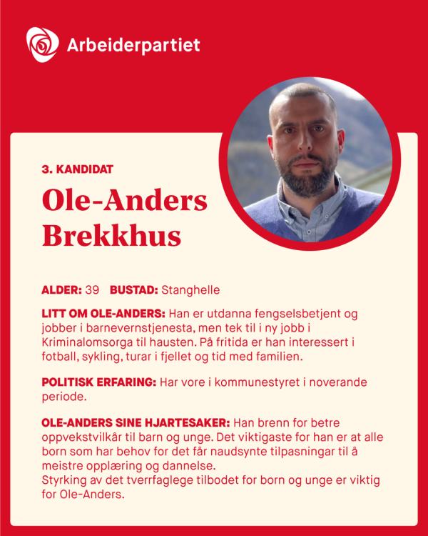 Presentasjon av Ole-Anders Brekkhus for kommunevalget 2023
