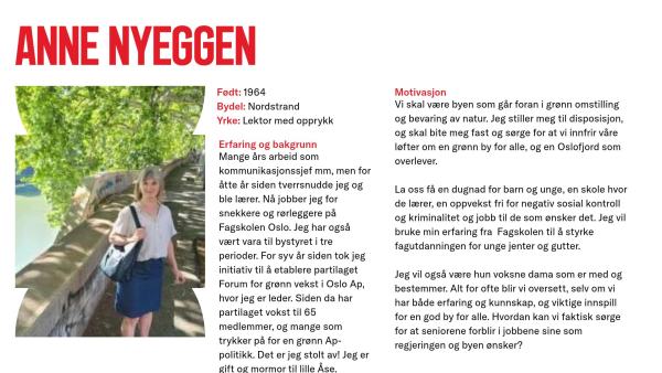 Anne Nyeggen stiller til valg