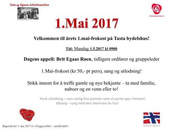 1.mai 2017 Tasta