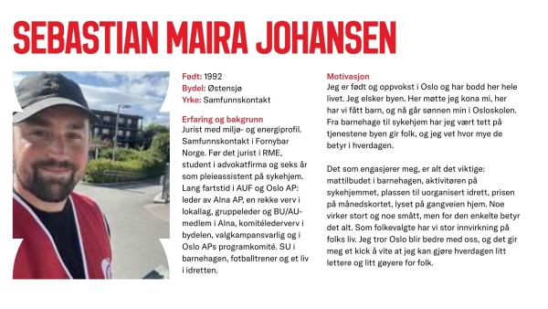 Sebastian Maira Johansen stiller til valg
