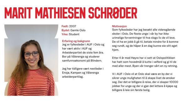 Marit Mathiesen Schrøder stiller til valg