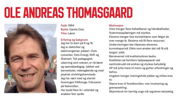 Ole Andreas Thomasgaard stiller til valg