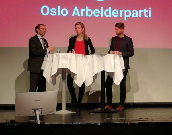 Espen Barth Eide, Marianne Marthinsen og Kjetil Staalesen i samtale