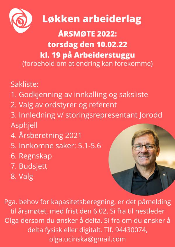Saksliste og litt informasjon om til årsmøtet.