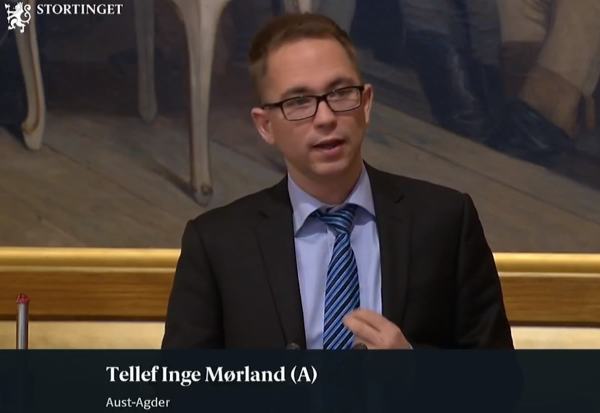 Tellef Inge Mørland på stortingets talerstol i trontaledebatten
