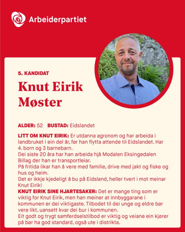 Presentasjon av Knut Eirik Møster for kommunevalget 2023
