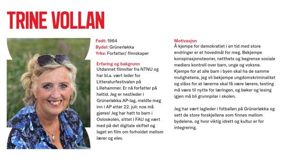 Trine Vollan stiller til valg