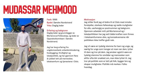 Mudassar Mehmood stiller til valg