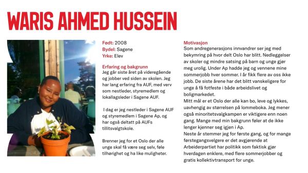Waris Ahmed Hussein stiller til valg