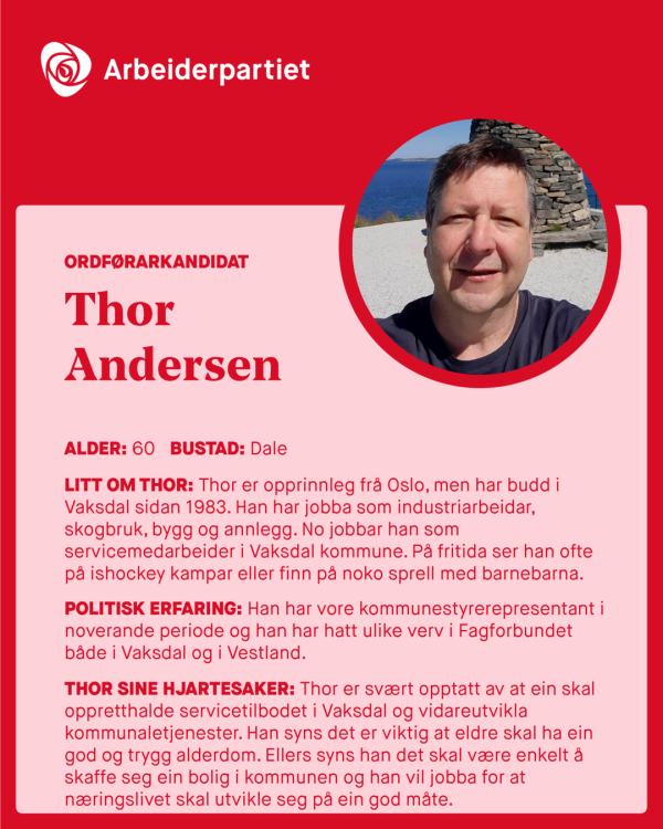 Presentasjon av Thor Andersen for kommunevalget 2023