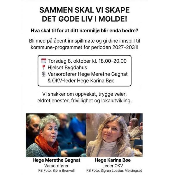 Åpent innspillsmøte 8.oktober 2027 på Hjelset Bygdehus