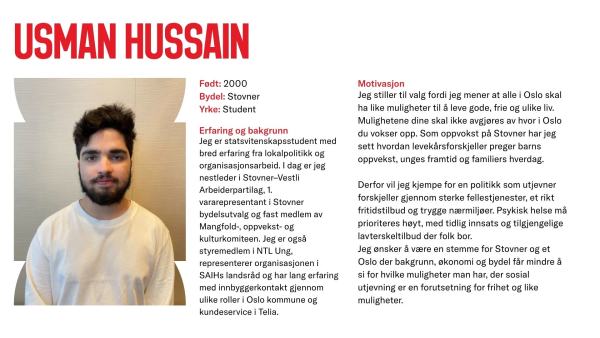 Usman Hussain stiller til valg