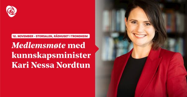 Plakat med bilde av kunnskapsminister Kari Nessa Nordtun