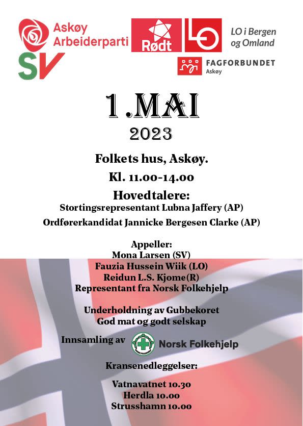 Velkommen til 1.mai feiring på Folkets Hus 1.mai mellom 11 og 14.