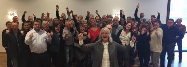 Arbeiderpartiets fylkestingskandidater, ordførere og valgkampledere samlet.