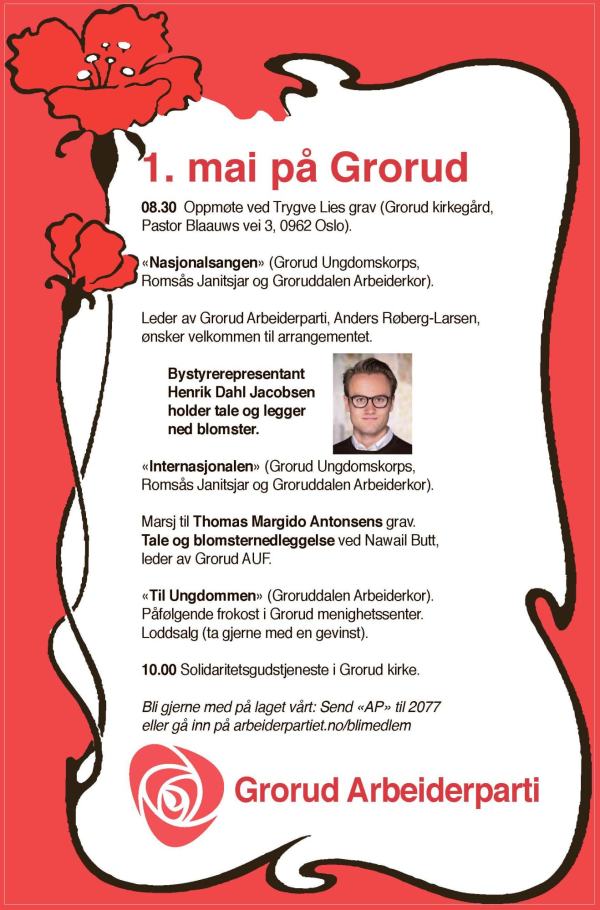 Program for 1. mai på Grorud