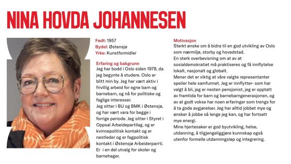Nina Hovda Johannesen stiller til valg