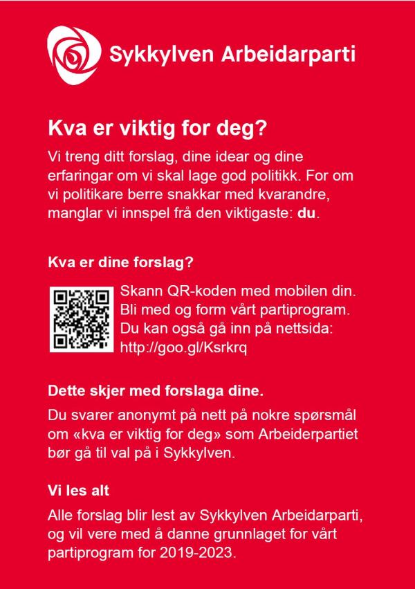 Kva er viktig for deg i Sykkylven?
http://goo.gl/Ksrkrq