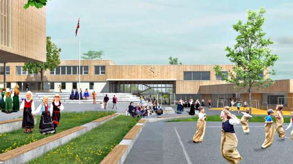 Slik ser arkitektene for seg at den nye skolen for Evenes blir