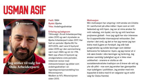 Usman Asif stiller til valg