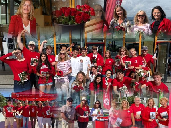 Collage av valgkampstands gjennom valgkampen 2025
