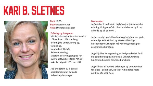 Kari Sletnes stiller til valg