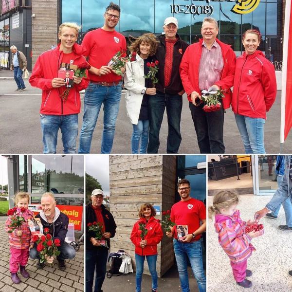 Strålende start på valgkampen med stand i Farsund, lørdag 5. august. Bra jobba folkens!