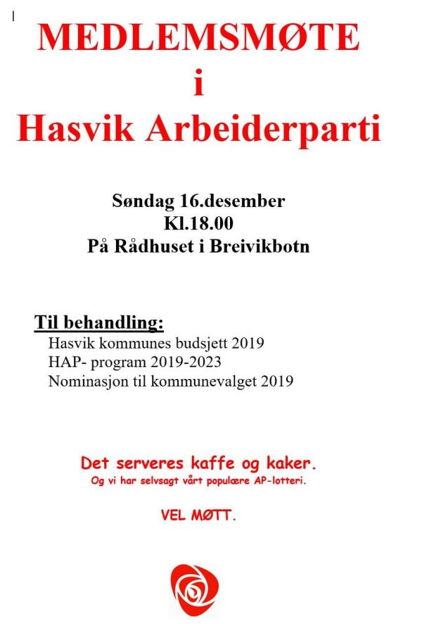Medlemsmøte 16.12.18