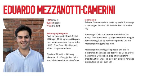 Eduardo Camerini stiller til valg