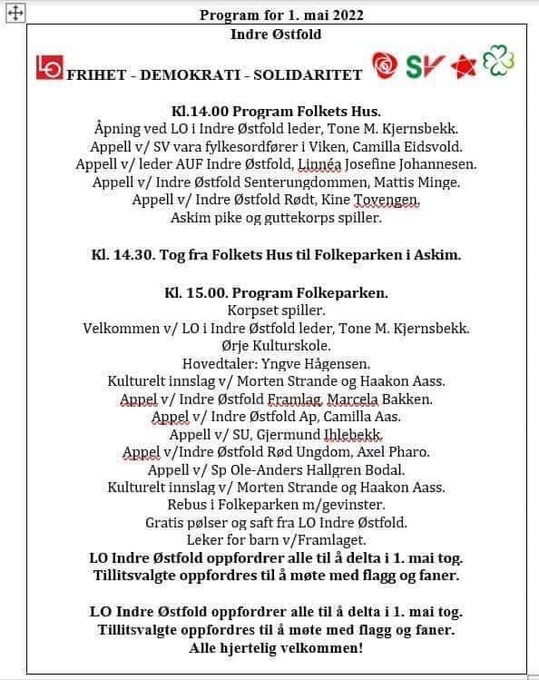 1. mai program 2022