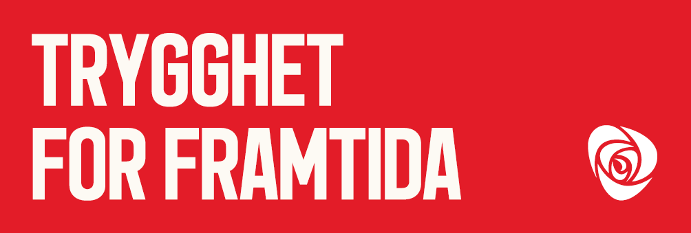 "Trygghet for framtida" tekst med rose logo